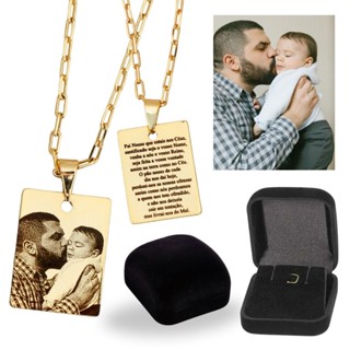 Colar Corrente masculina pingente personalizado com foto gravação correntinha fina para homem em Oferta na Shopee