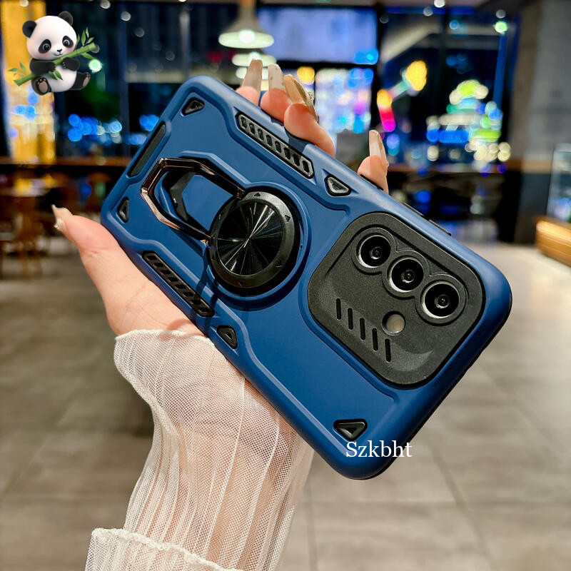 Armadura À Prova De Choque Capa Traseira Dura Para Samsung A56 A55 A36 A16 S25 Ultra S24 FE Anel De Metal Suporte Caso