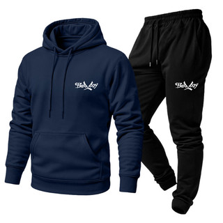 Conjunto Moletom Unissex Estampado Bad Boy Calça e Blusa Com Capuz Bolso Canguru