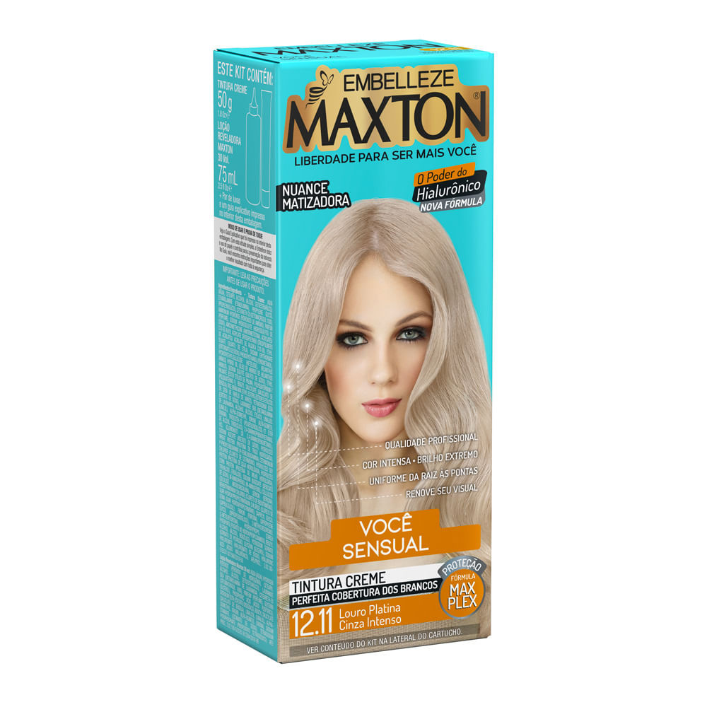 Tintura Maxton Creme Louro Platina Cinza Intenso 12.11 - Beauty