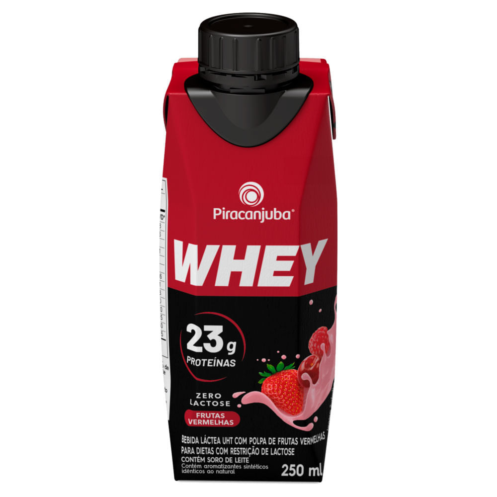 Bebida Láctea Piracanjuba Whey Zero Lactose com 23g de Proteína Sabor Frutas Vermelhas 250ml - Health
