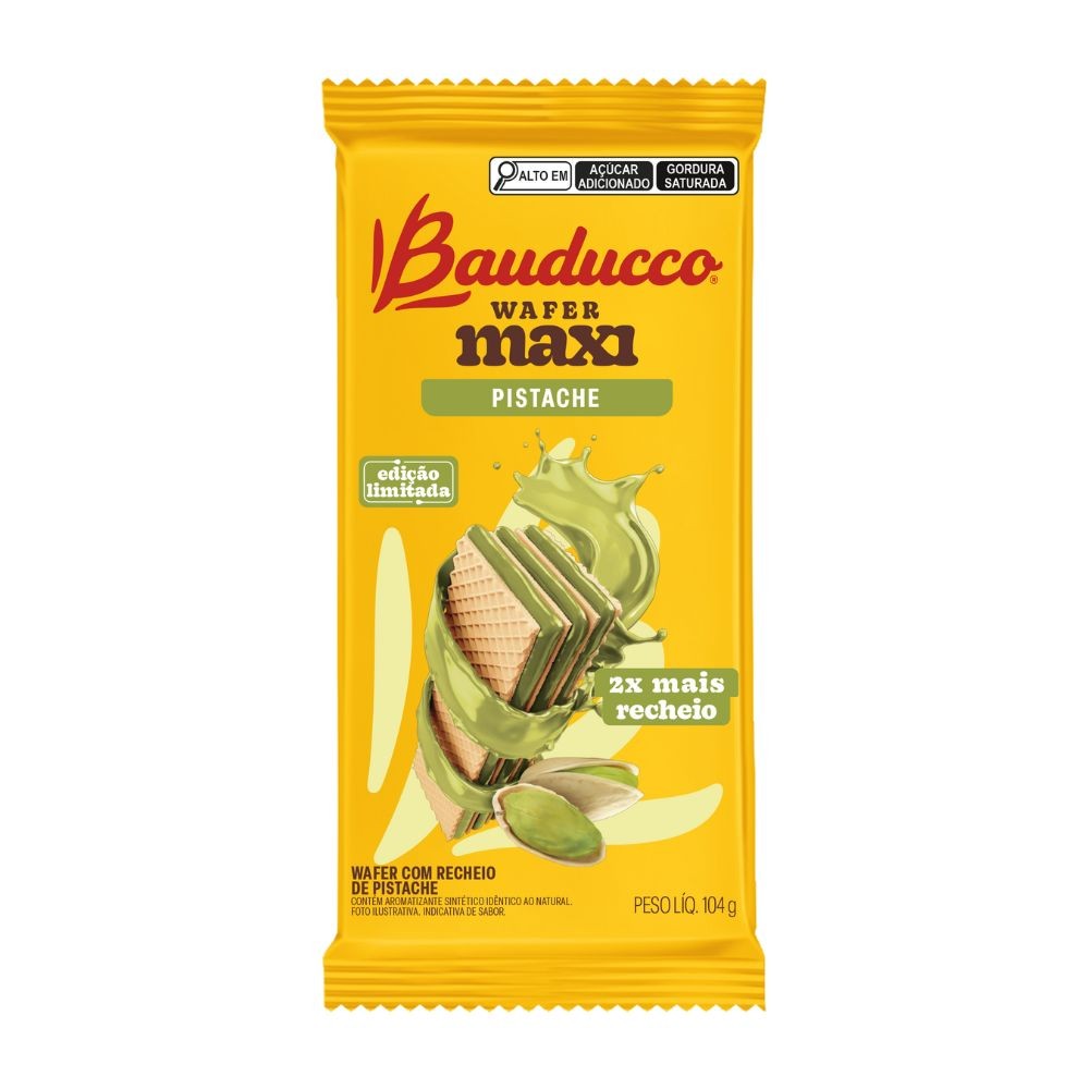 Wafer Maxi Bauducco com Recheio de Pistache 104g - Food & Beverages