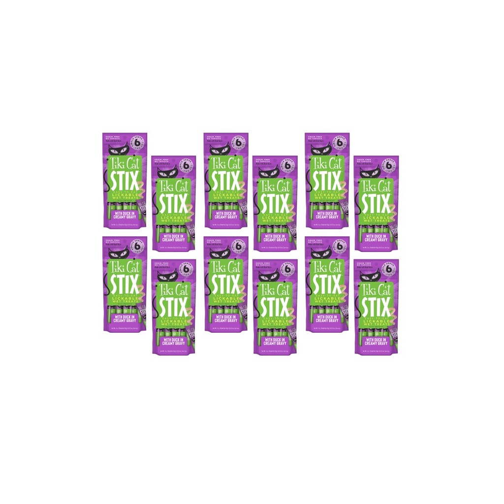 KIT 12 TIKI CAT STIX PATO AO MOLHO 6 SACHES