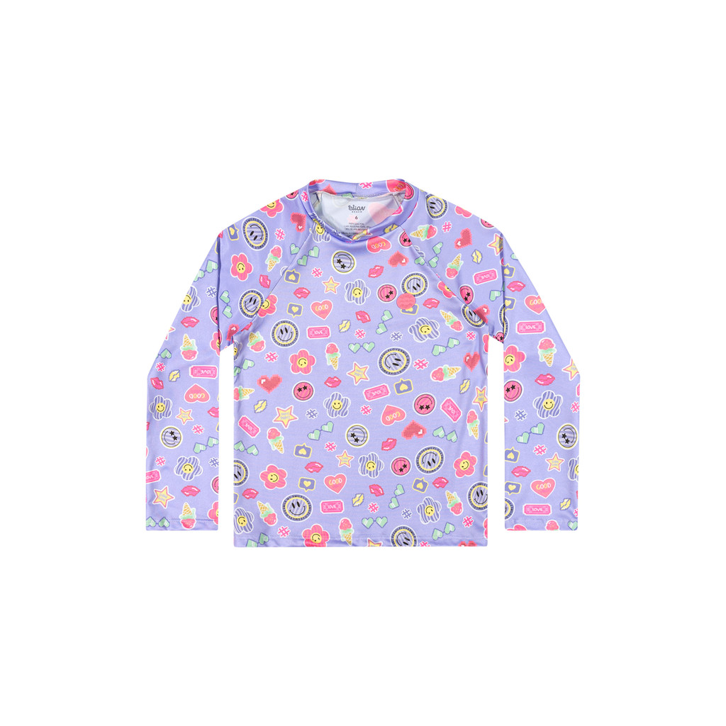Blusa Infantil Unissex Estampada Proteção UV Elian Lilás - Baby & Kids Fashion