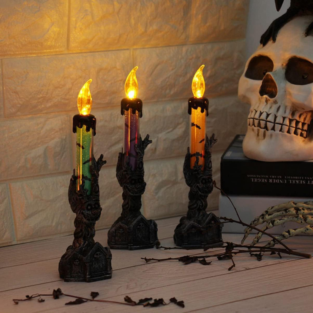 Vela LED Suporte Arvore Macabra Da Meia Noite Halloween Castiçal 1/3uni em Oferta na Shopee