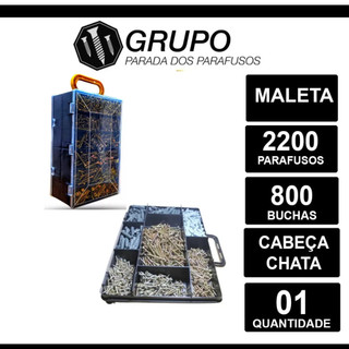 Kit Parafusos E Buchas Diversas C/maleta 3000 Peças (pr01c) bucha parafuso maleta parafuso