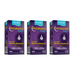 Kit 3 Melatonina Fast 30ml Gotas Sabor Menta - Equaliv
