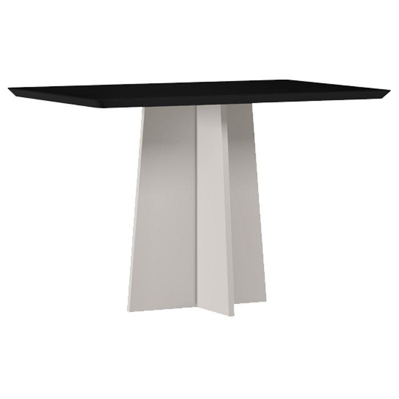 Mesa de Jantar Anitta 120x80 cm com Vidro Off White Preto  – New Ceval