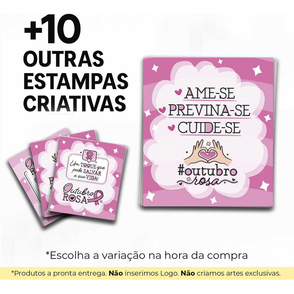 50 Mini Tags Outubro Rosa com Frases de Força e Carinho para Brindes e Ações de Conscientização