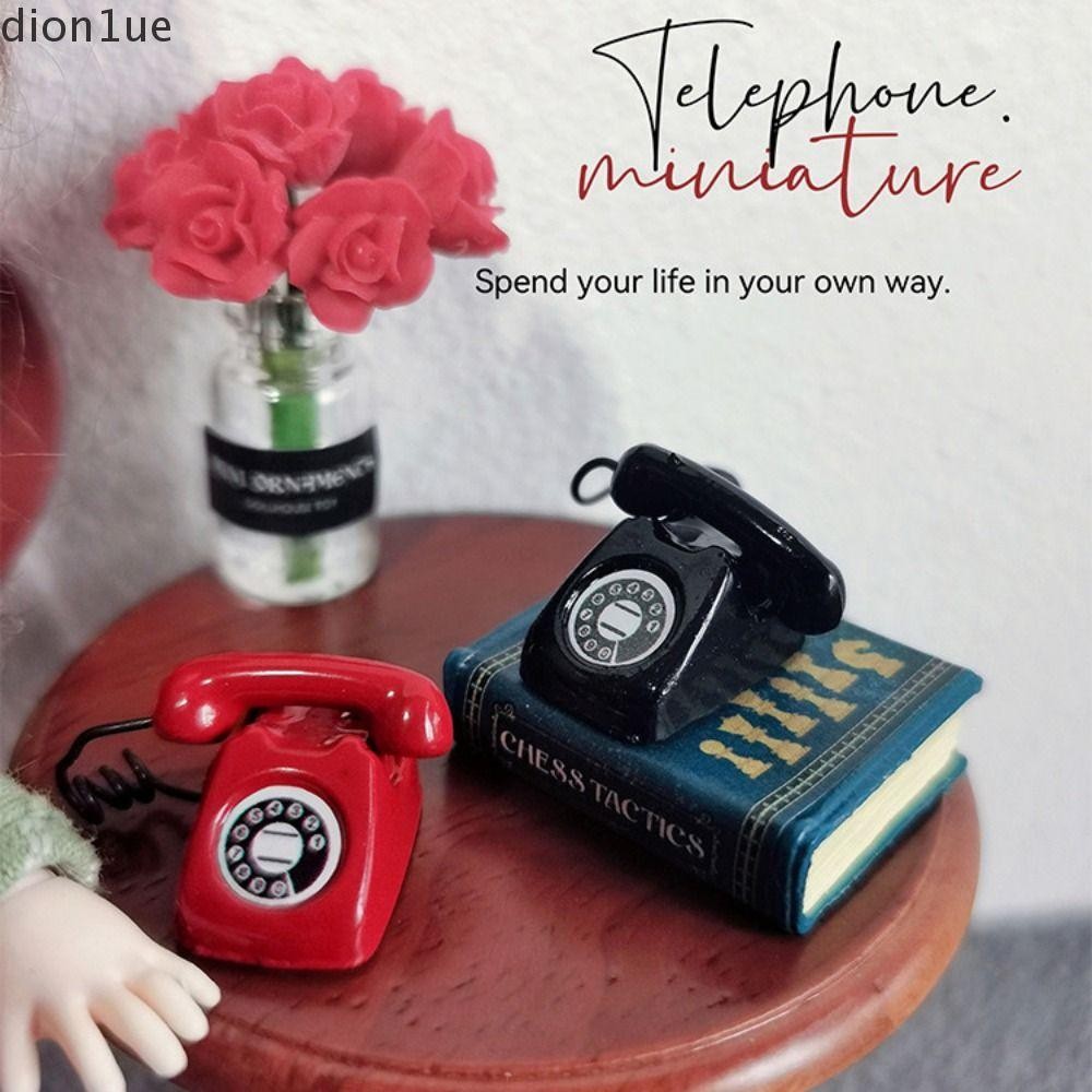 DION1UE Telefone Simulado Em Miniatura , Casa De Boneca 1 : 12 , Modelo De Para Bonecas Vintage
