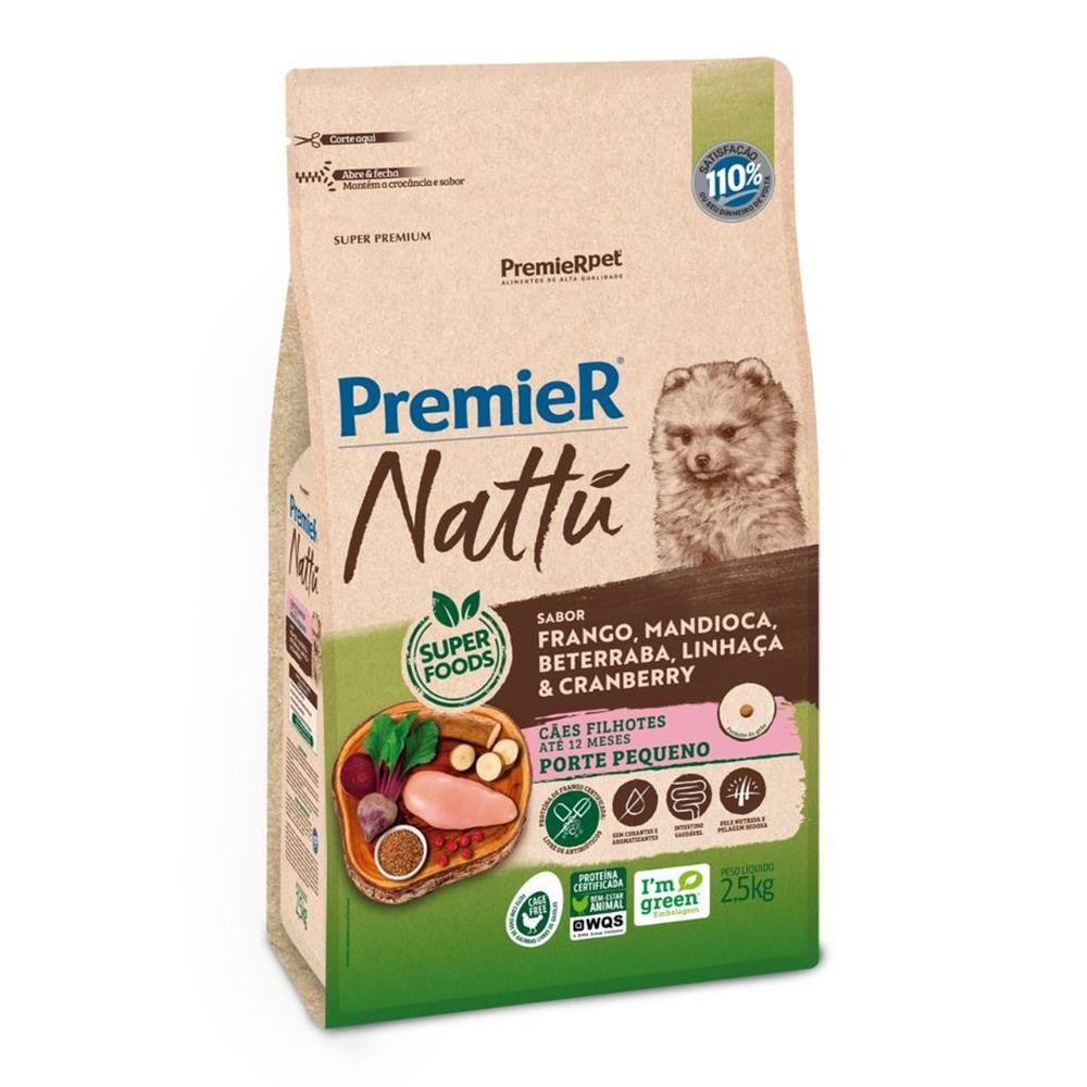 Ração PremieR Nattú Frango Cães Filhotes Porte Pequeno 2,5kg em Oferta na Shopee