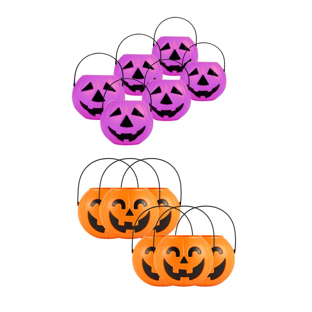 6 Mini Balde Abobora Doces Lembrancinha Halloween Decoração