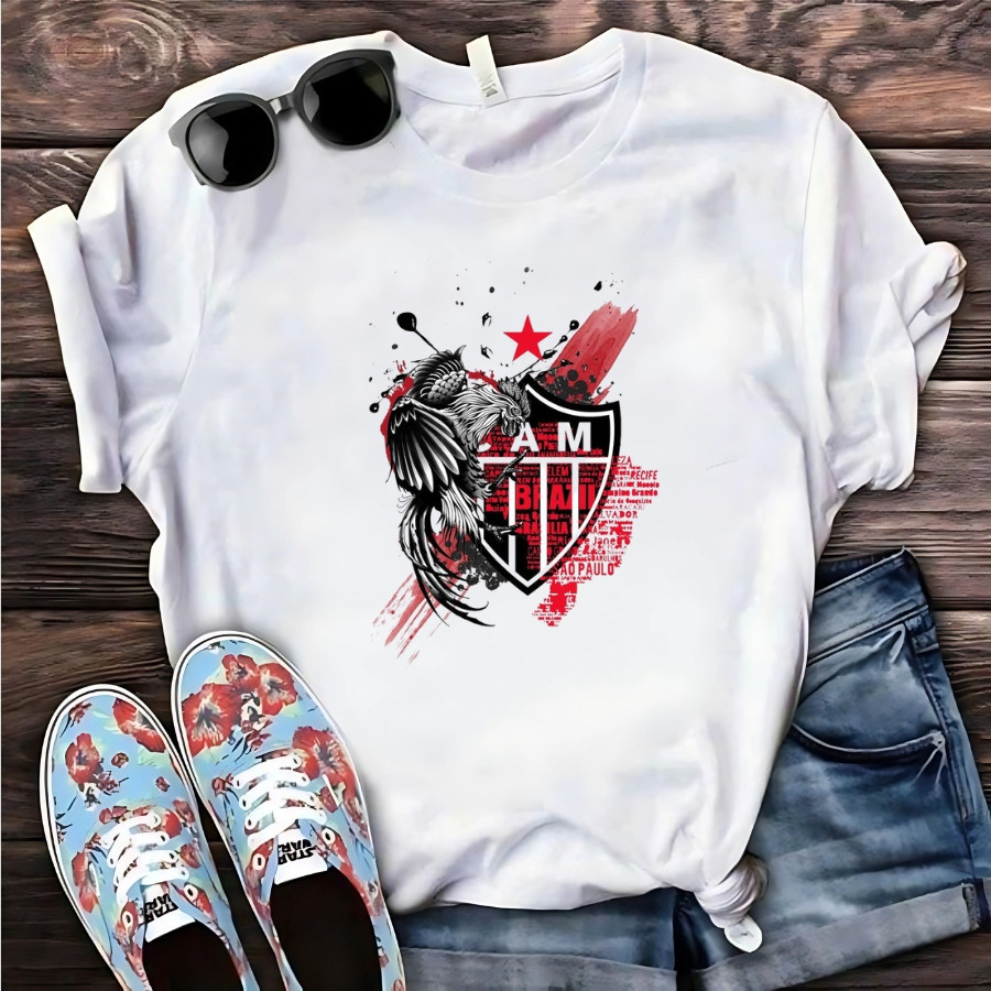 Linda Camisa Premium Feminina T-shirt Do Galo Baby Look / Blusa Do Atletico-MG Para Mulheres Galao Da Massa Envio Imedia