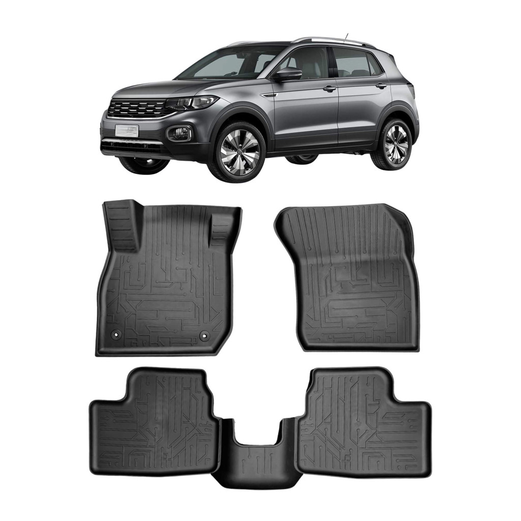 Tapete Bandeja T Cross 2019 em diante com 5 Peças Preto Grid - TB0500133 em Oferta na Shopee