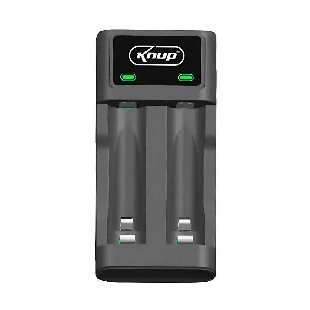 Carregador de Pilhas e Baterias Recarregáveis - Preto - KNUP