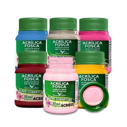 Tinta Acrílica Fosca Acrilex 37ml | Ideal p/ Artesanato, MDF, Madeira, Papel e Tela | Escolha a Cor – Unidade
