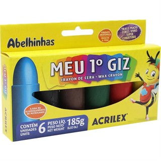 GIZ DE CERA GIZAO GROSSO MEU PRIMEIRO GIZ INFANTIL 6 CORES JUMBO - ACRILEX em Oferta na Shopee