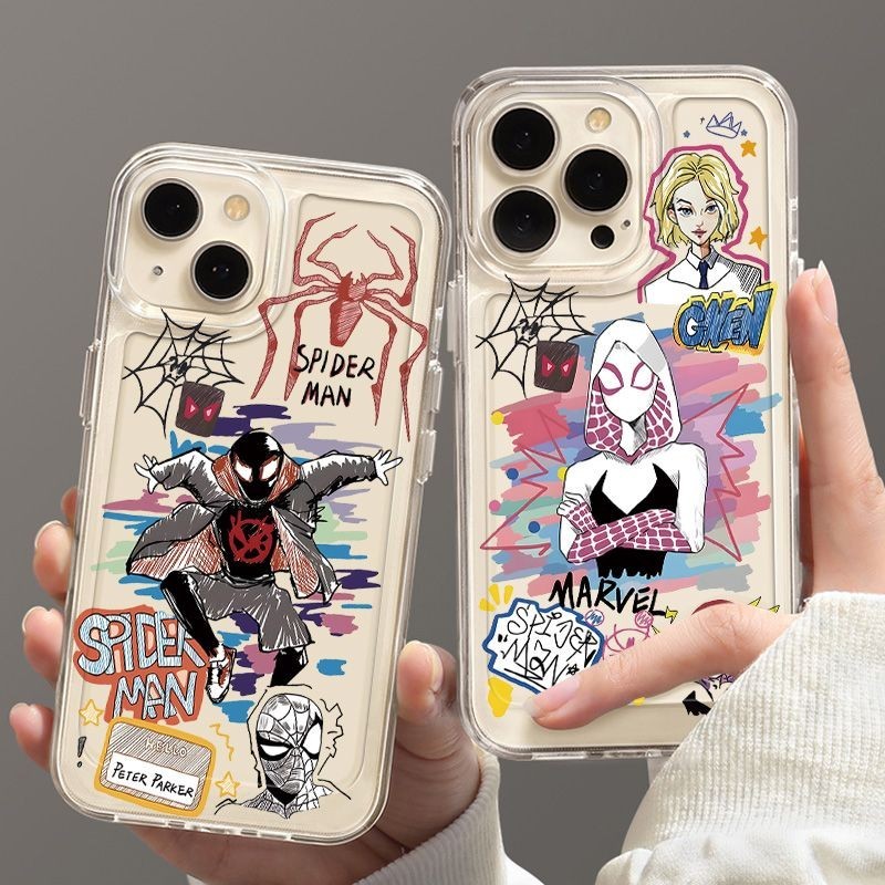 Capa De Telefone Macia Transparente TPU Para Samsung A34 A05 A55 A05S A15 A35 A54 A24 A14 A04 A23 A33 A53 A04S A13 A73 A72 A52 A52S A32 A12 Superhero Comics Homem Aranha