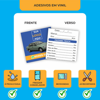 100 adesivos 6x4cm Troca de Óleo em Oferta na Shopee