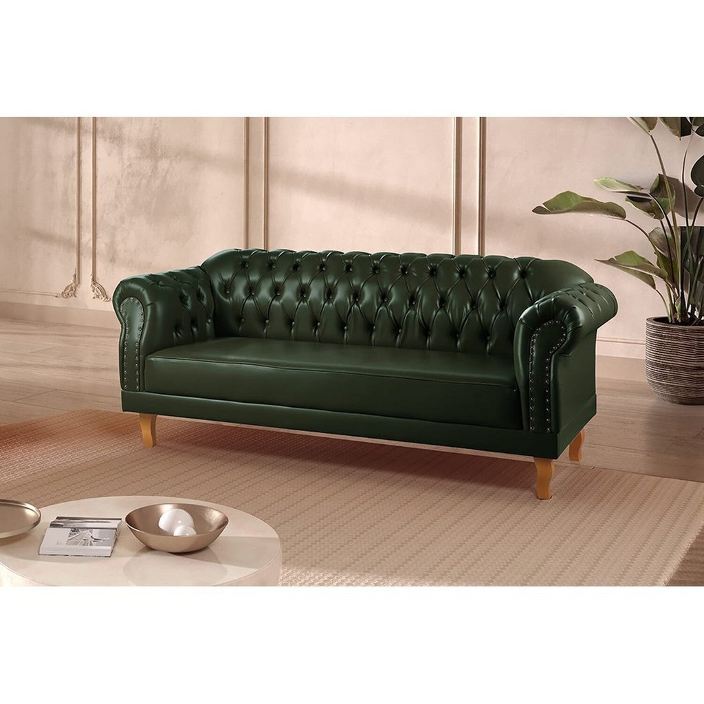Sofá 3 Lugares Chesterfield Clássico Duque Verde em Oferta na Shopee