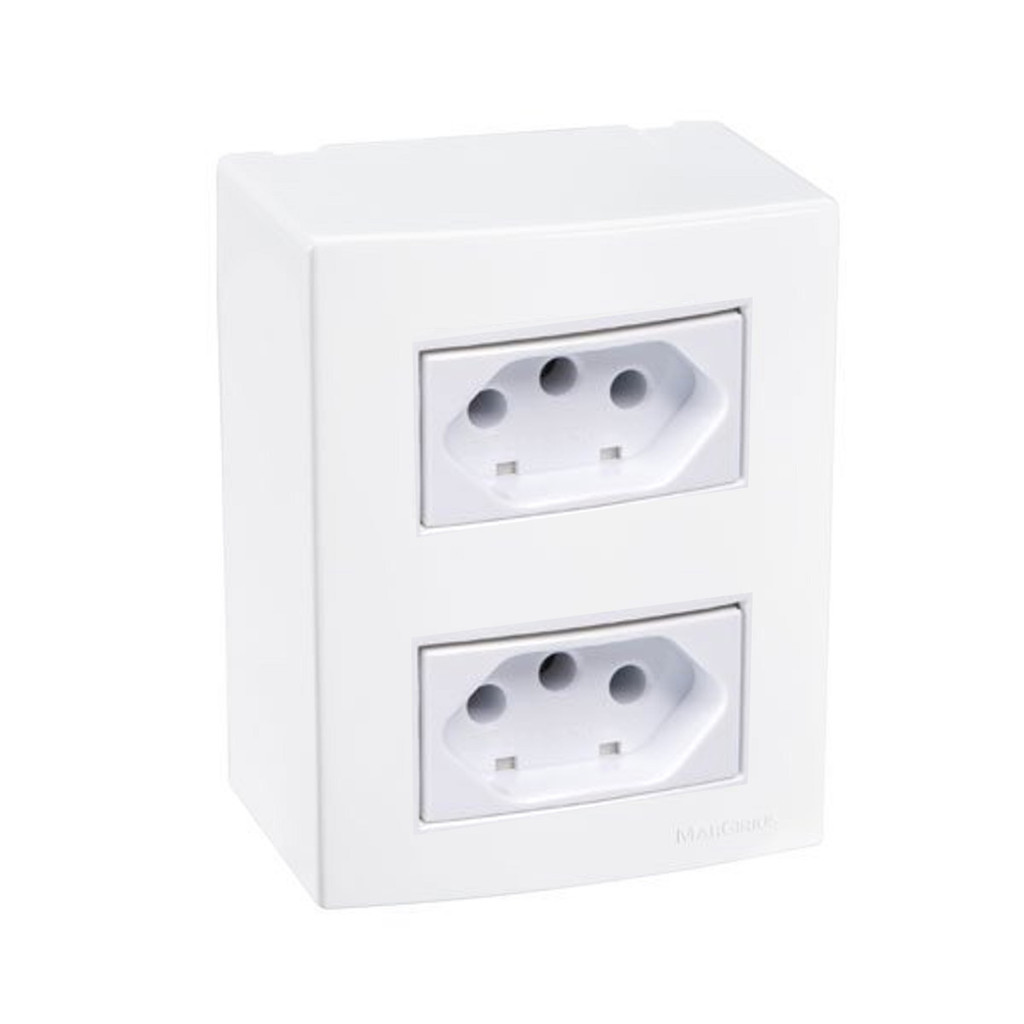 CAIXA SOBREPOR TOMADA DUPLA 10/20A SISTEMA X LINHA SLEEK MARGIRIUS em Oferta na Shopee