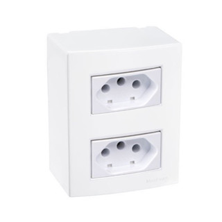 CAIXA SOBREPOR TOMADA DUPLA 10/20A SISTEMA X LINHA SLEEK MARGIRIUS em Oferta na Shopee