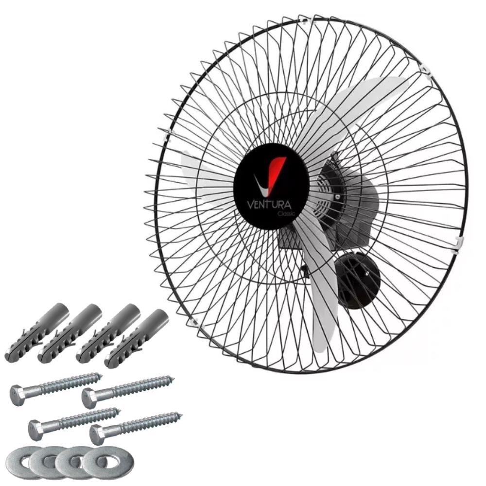 Ventilador Parede 60 Cm Ventura Classic Preto Bivolt VENTI-DELTA + Kit Fixador em Oferta na Shopee