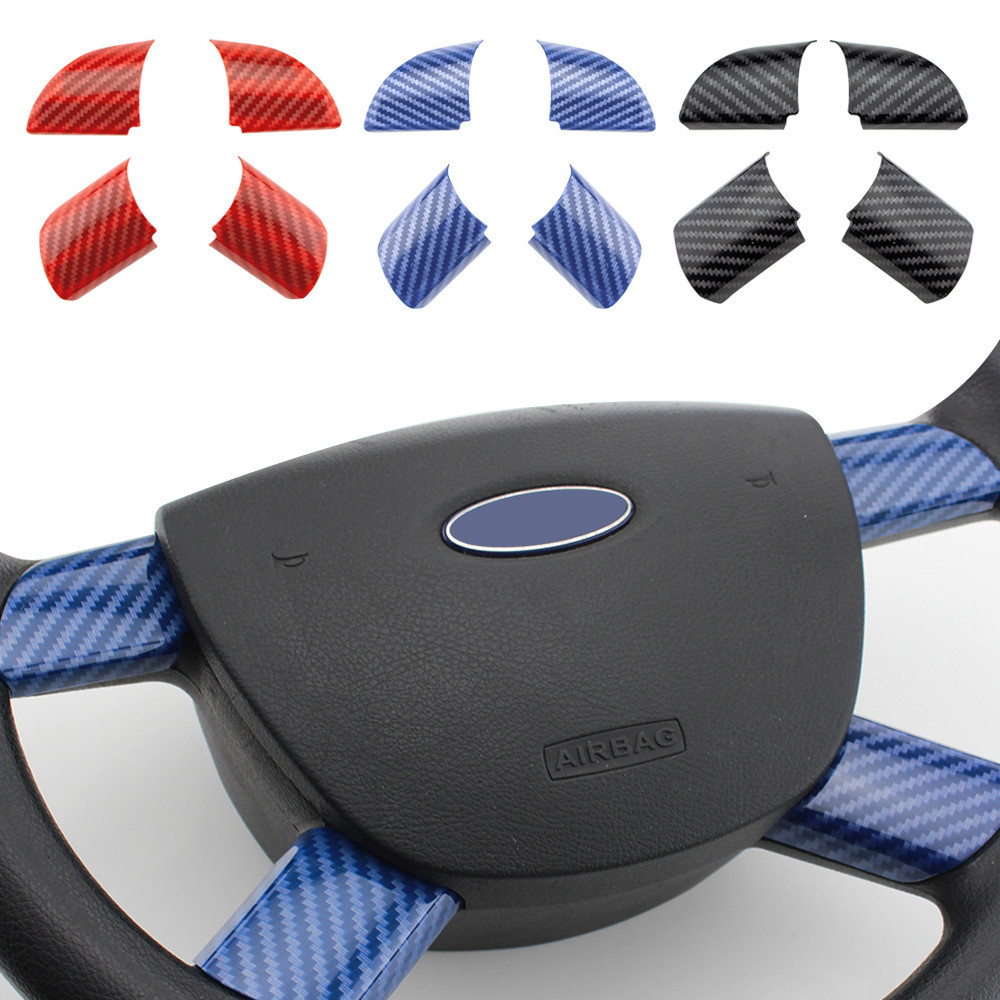Guarnição Do Painel Volante Carro Para Ford Focus 2 MK2 2005-2011 4 Pçs Adesivos De Fibra Carbono Decoração Capa Acessór