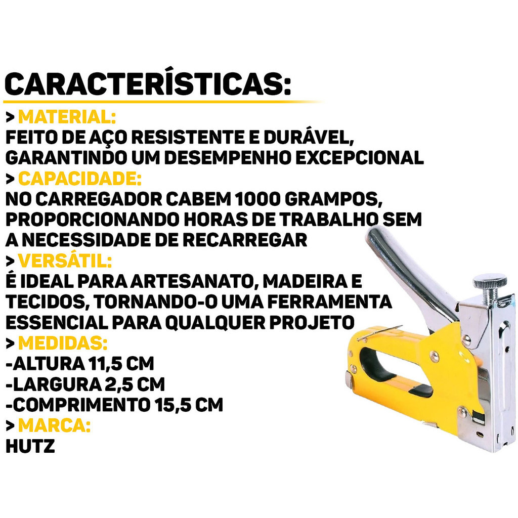 Detalhes do Grampeador Profissional Para Tapeçaria Madeira Reparos Artesanato Em Aço Capacidade Para 1000 Grampos