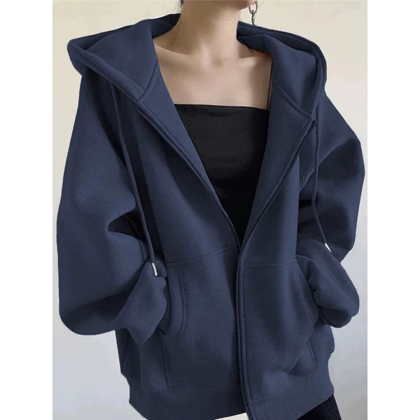 Blusa Moletom Feminina Flanelada Fechamento Em Zíper Casual