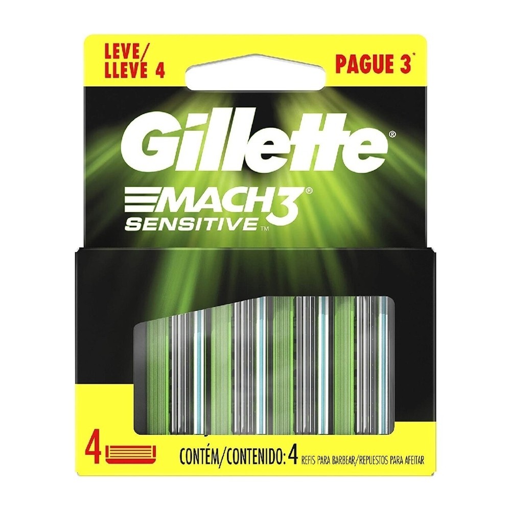Carga Gillette Mach3 Sensitive Leve 4 Pague 3 em Oferta na Shopee