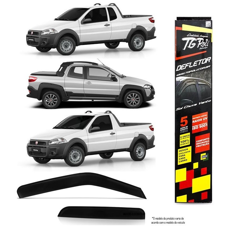 Calha Chuva Defletor TG Poli Fiat Strada CS CE CD 1996 à 2020  - 2 e 3 Portas em Oferta na Shopee
