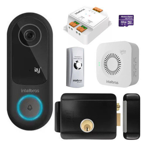 Kit Videoporteiro Inteligente IVW 3000 Plus Fechadura Elétrica e Cartão de Memória