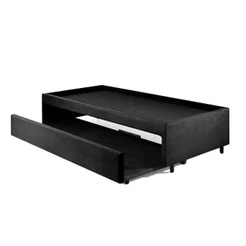 Bicama Box para Dois Colchões Solteiro 88x188 Suede Preto