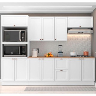 Cozinha Completa Unna 11 Portas 2 Gavetas Poliman Móveis Branco em Oferta na Shopee
