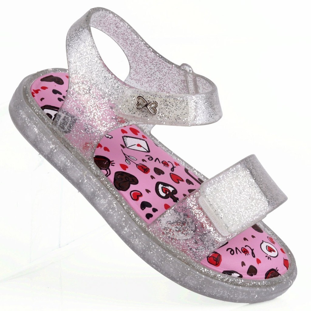 Sandália Papete Infantil Lolipop LED WorldColors Baby - Prata Gliter