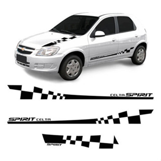 Kit Adesivo Faixa Lateral Capô Chevrolet Celta Spirit Preto em Oferta na Shopee
