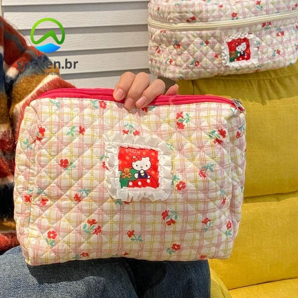 SUSBR Hello Kitty Saco De Maquiagem , Para Desenhos Animados Cosméticos Portátil De Grande Capacidade Organizador De Viagem Mulher