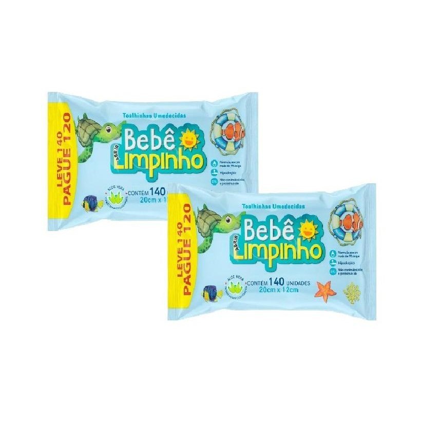 Kit Bebê Limpinho Toalhas Umedecidas C/2 Pacotes De 140Un