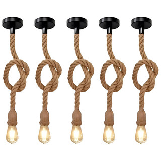 Kit 5 Pendente Corda 1M Retro Vintage Rústico Sisal E27 Para Decoração 1 Metro em Oferta na Shopee