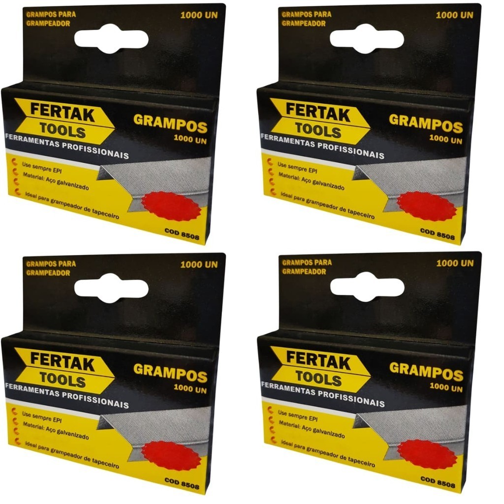 Kit Grampos 8mm Tipo Reto para Grampeador de Pressão com 4000 Unidades Fertak Caixa de Grampos Oficina Móveis