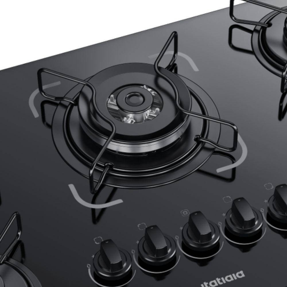 Cooktop 5 Bocas Itatiaia Essencial Vidro Temperado Gás Tripla Chama 5Q Preto Bivolt - 3700000194 — imagem 2 de 2