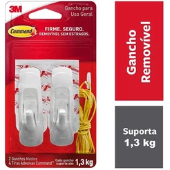 Gancho Adesivo Command Medio ATE 1,3KG 2 Unidades 3M
