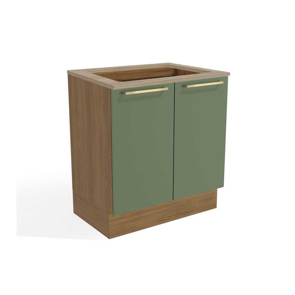 Balcão de Cozinha Botanic M623 c/ 2 Portas p/Cooktop - Kappesberg Nogueira/Oliva/Nogueira - Kappesberg