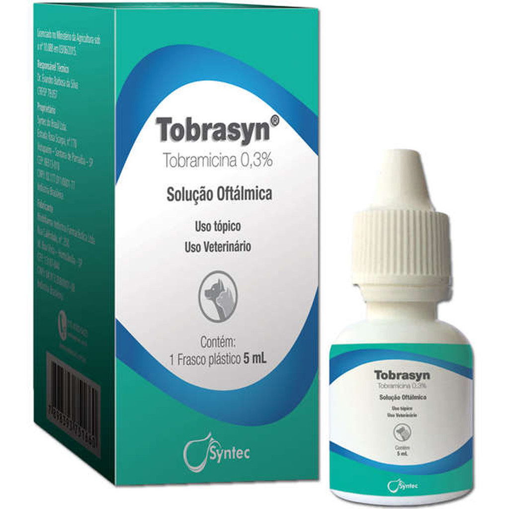 Tobrasyn Syntec Colírio para Cães e Gatos - 5 mL em Oferta na Shopee