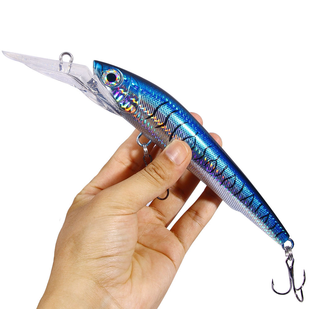 HENGJIA 1 Pcs Grande Isca De Pesca De Minnow Flutuante 180mm/41G 240mm/95g Corrico Com Ganchos Agudos Fortes Peixe wobbl