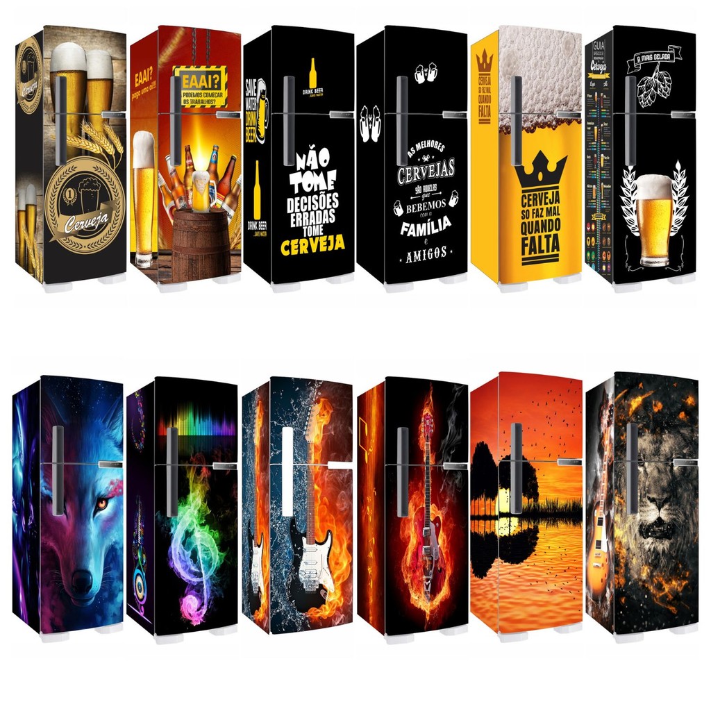 Adesivo Decorativo Envelopamento Geladeira 190x82cm Bebidas Cerveja Drinks Leão em Oferta na Shopee