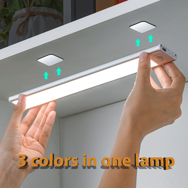 Luz De Armário LED Ultra-Fina Sem Fio Magnética Multi-Funcional Ajustável De 3 Cores Recarregável