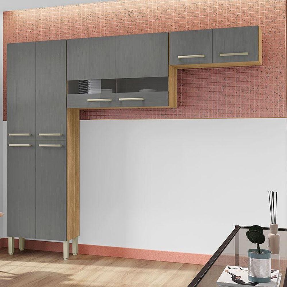 Kit Cozinha Nala 3 Peças Freijó Gris - Kits Paraná em Oferta na Shopee