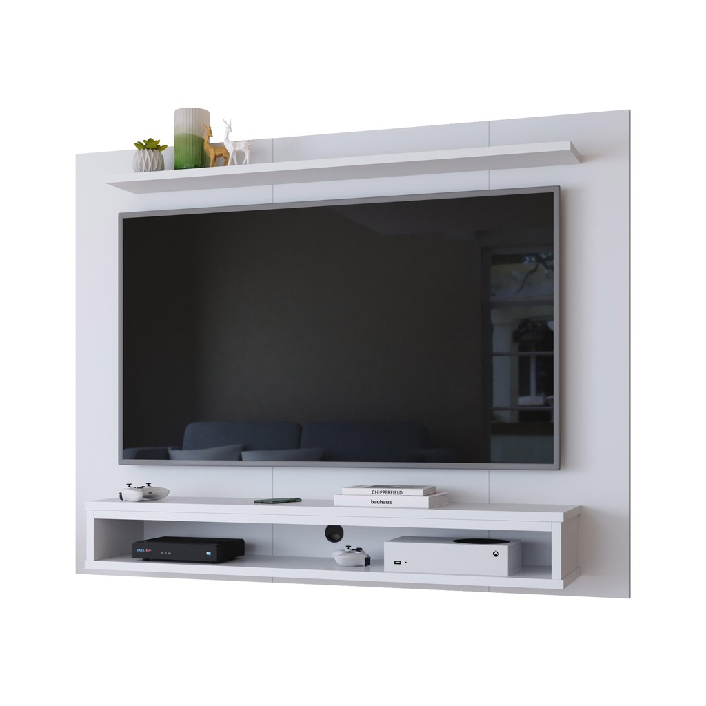 Painel NAIROBI Para Tv 48 Polegadas Nicho e Prateleira Suspenso Ripado Estante Moderno e Resistente